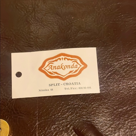 Brown Leather Envelope Clutch with Chain - Picture 4 of 11